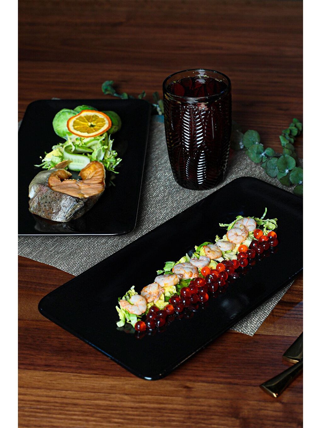 Siyah Siera Kayık Tabak 33 Cm 2 Adet-1