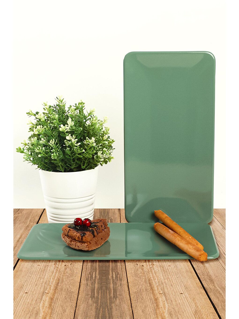 Yeşil Siera Kayık Tabak 33*17 Cm 2 Adet-1
