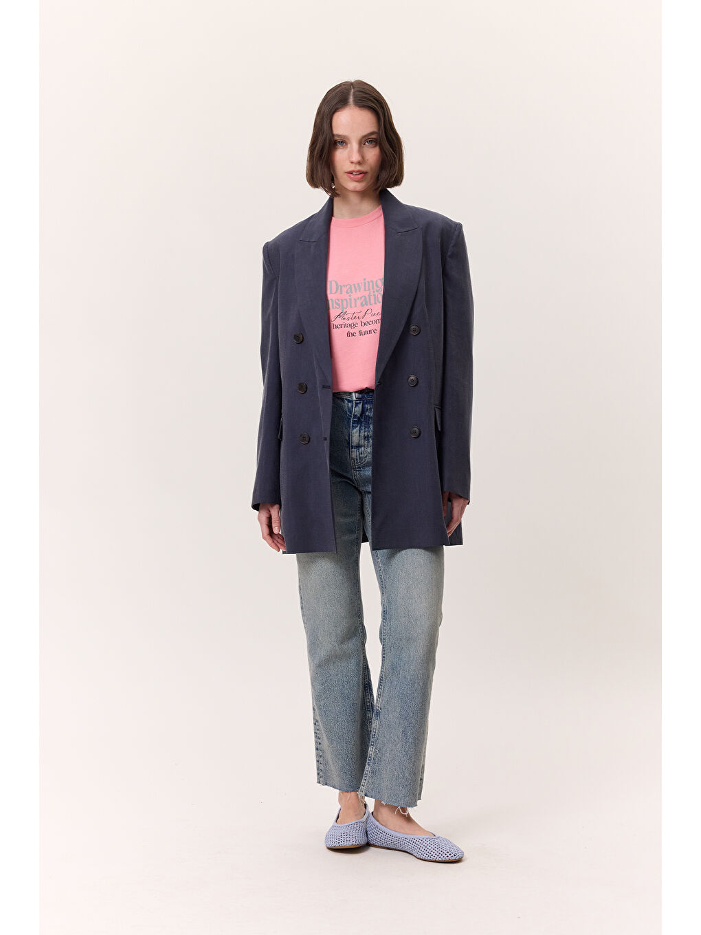 Yıkama Efektli Kısa Kollu Tshırt Pembe-2