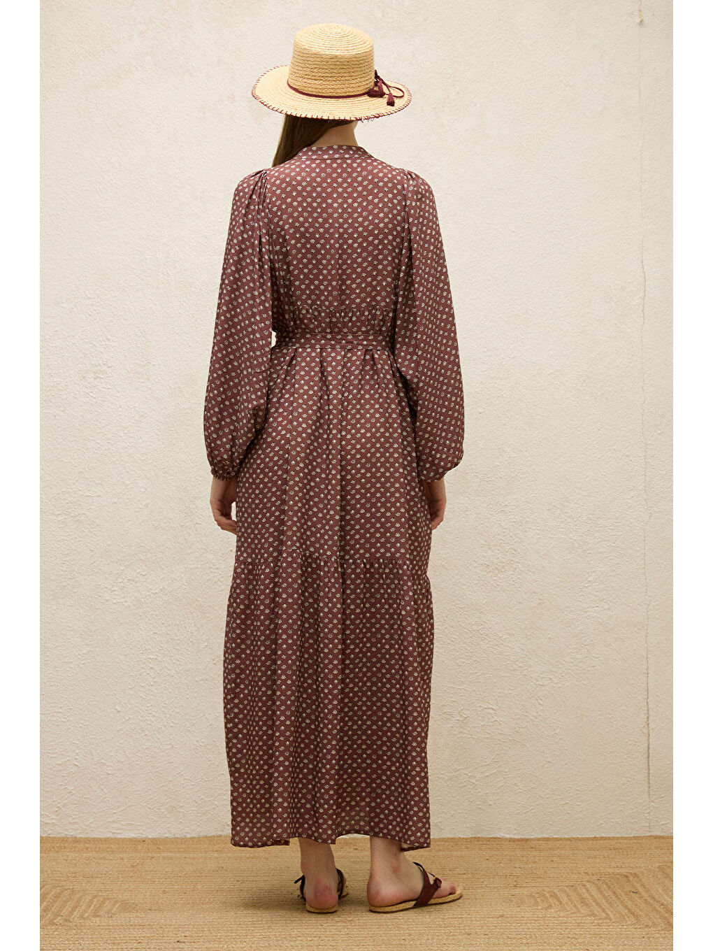 Karışık Viskon Balon Kol Elbise Çıtır Çiçek-7