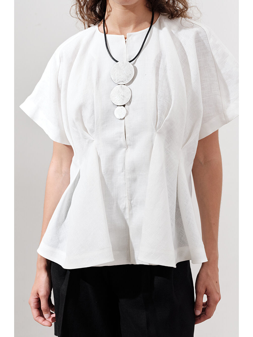 Keten Pile Detaylı Yelek Ekru-3