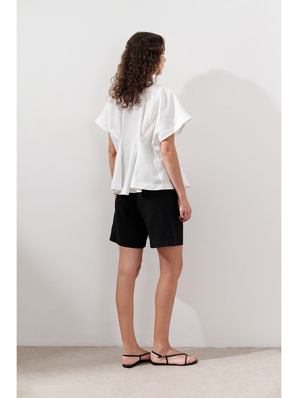 Keten Pile Detaylı Yelek Ekru-5