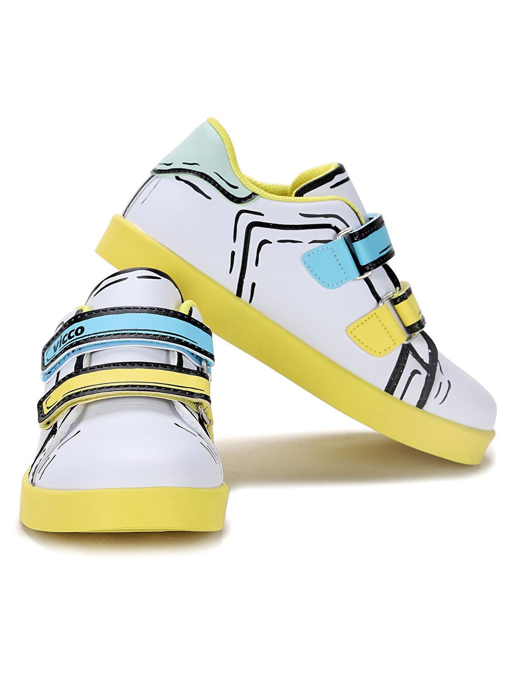 Beyaz Picasso Cırtlı Işıklı Kız/Erkek Çocuk Spor Ayakkabı 313.22Y.153-1