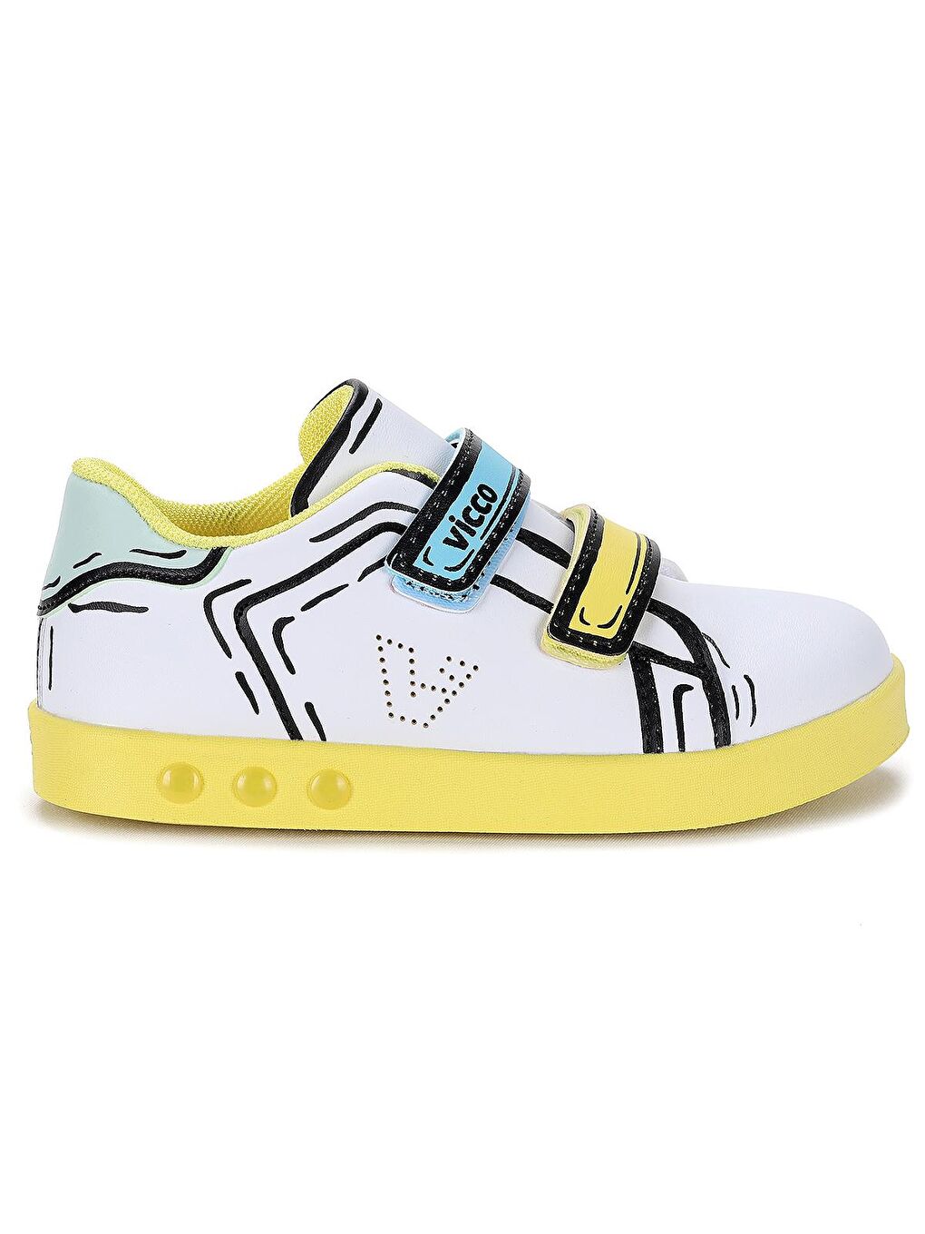 Beyaz Picasso Cırtlı Işıklı Kız/Erkek Çocuk Spor Ayakkabı 313.22Y.153-3