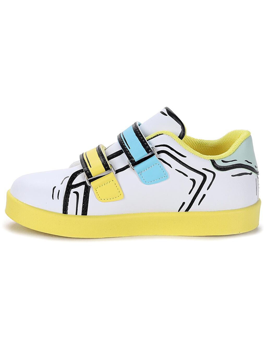 Beyaz Picasso Cırtlı Işıklı Kız/Erkek Çocuk Spor Ayakkabı 313.22Y.153-4