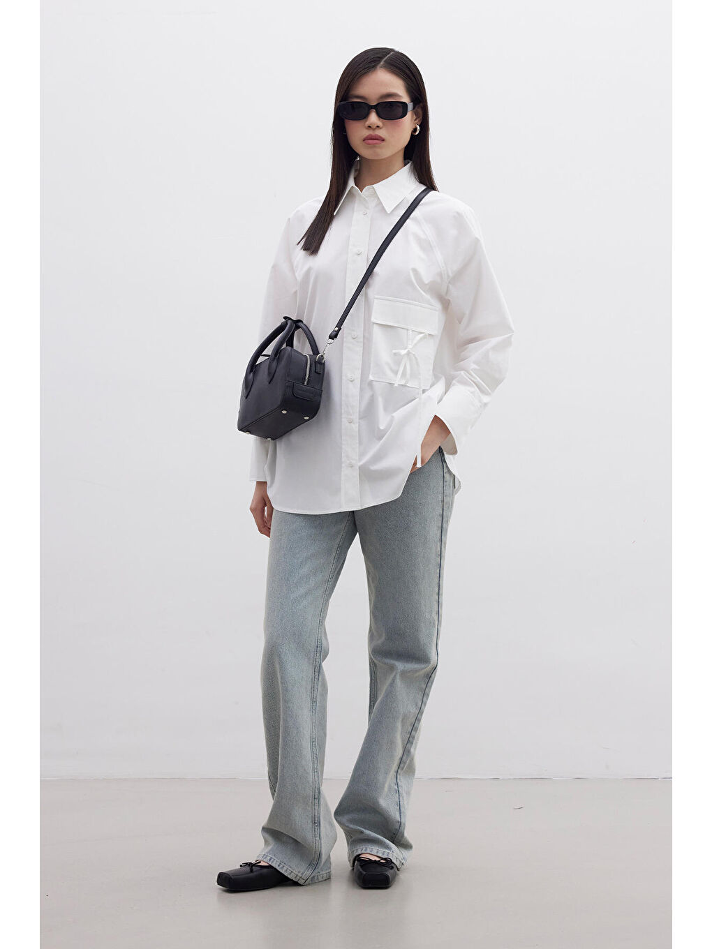 Cep Bağlama Detaylı Gömlek Ekru-1