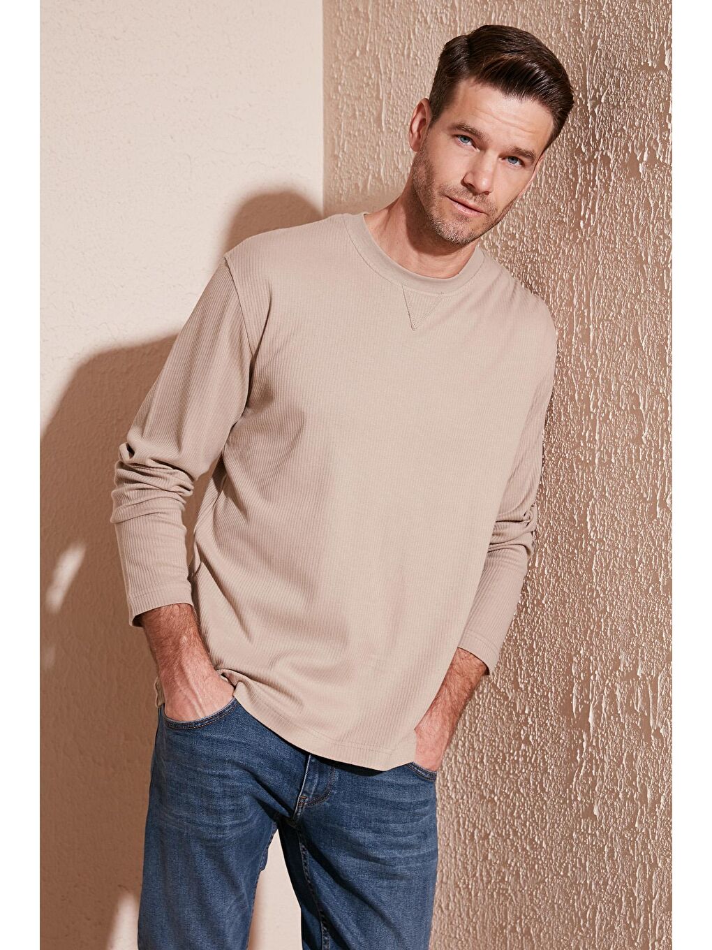 Buratti Yeni Naturel % 100 Pamuklu Bisiklet Yaka Regular Fit Erkek Sweatshirt 5905503