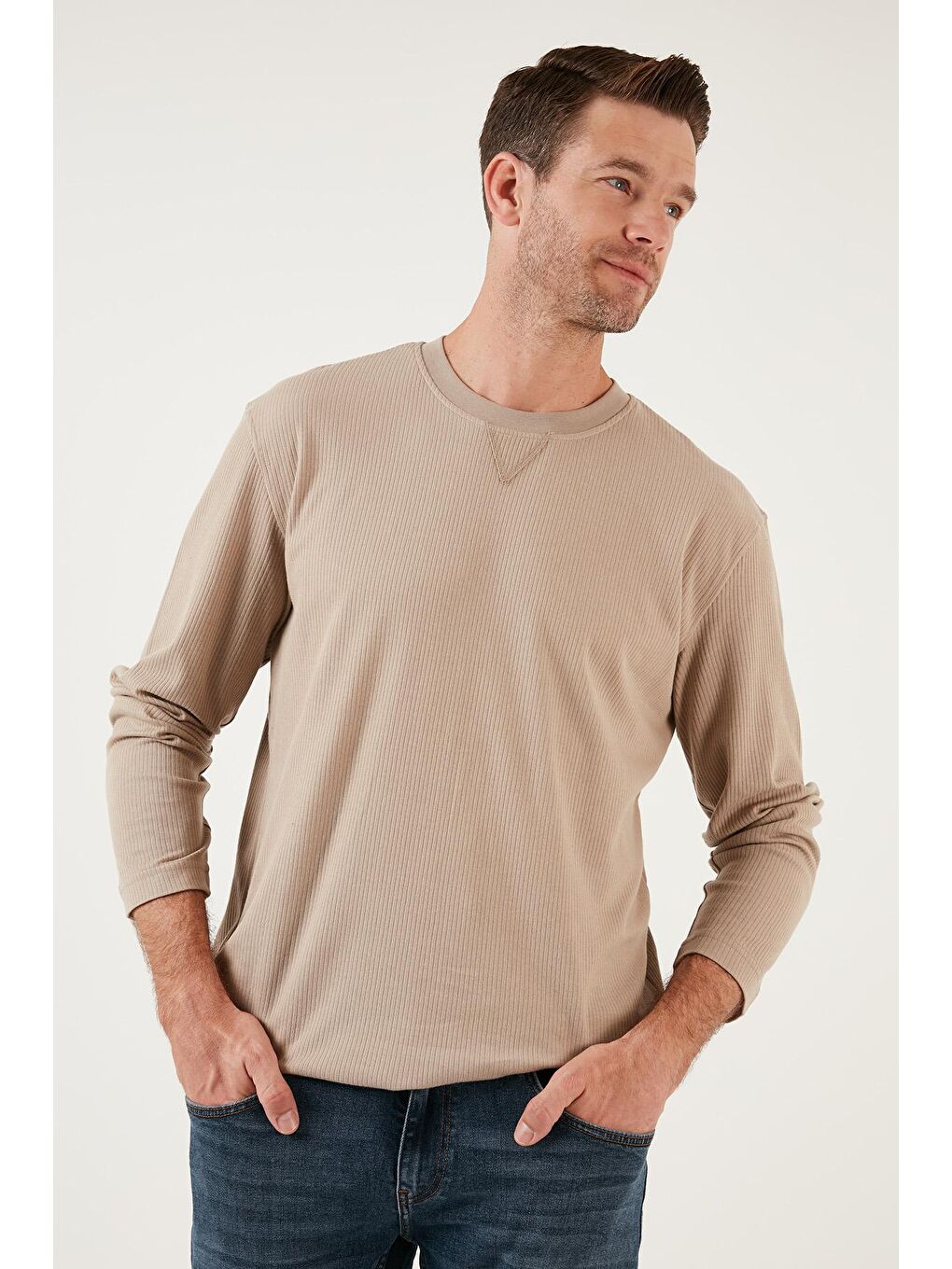 Buratti Yeni Naturel % 100 Pamuklu Bisiklet Yaka Regular Fit Erkek Sweatshirt 5905503 - 1