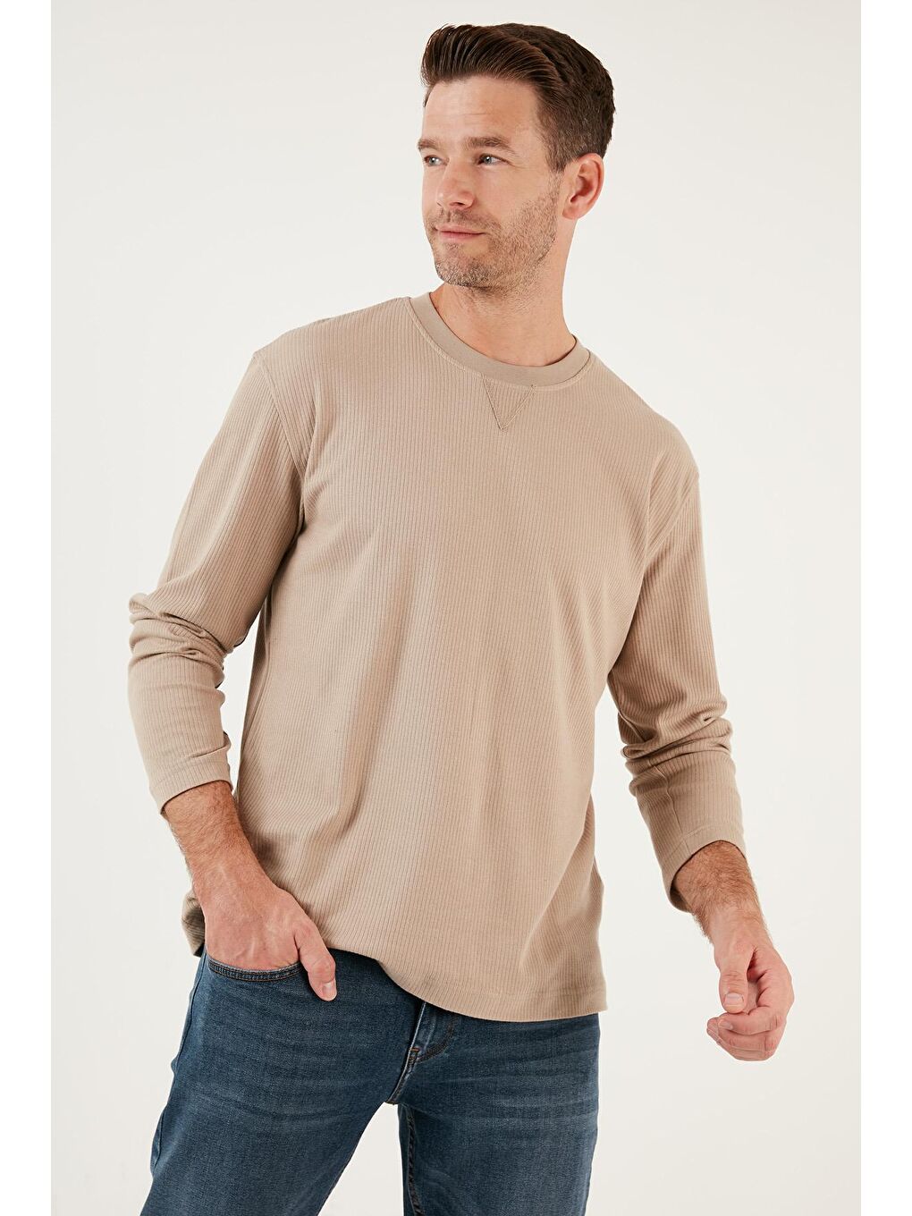 Buratti Yeni Naturel % 100 Pamuklu Bisiklet Yaka Regular Fit Erkek Sweatshirt 5905503 - 2