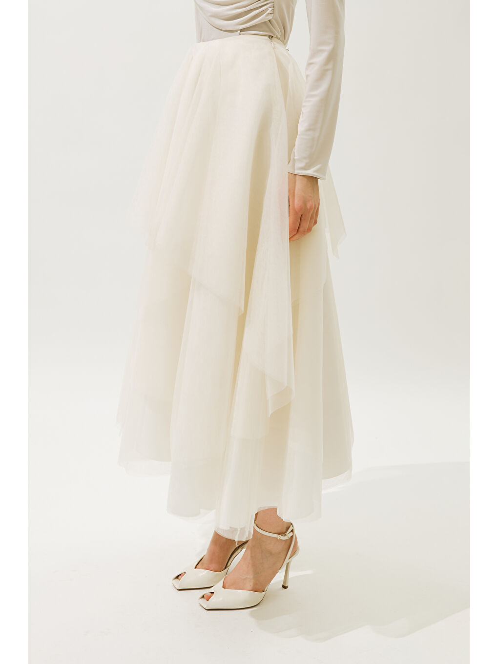 Emılıa Katlı Tül Etek Bej-4