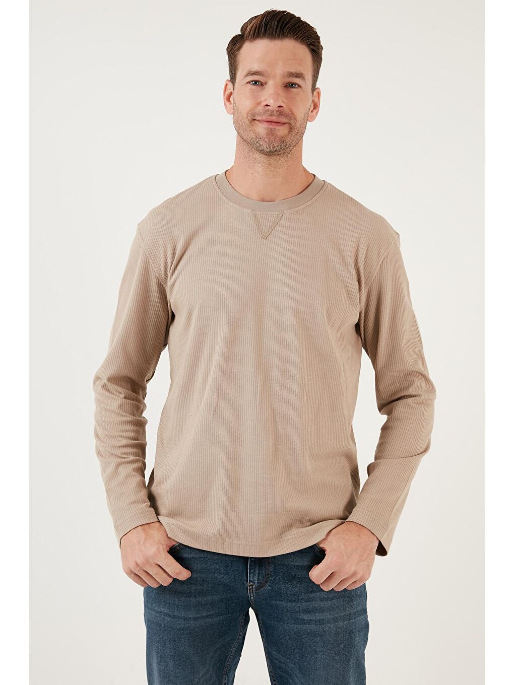 Buratti Yeni Naturel % 100 Pamuklu Bisiklet Yaka Regular Fit Erkek Sweatshirt 5905503 - 3