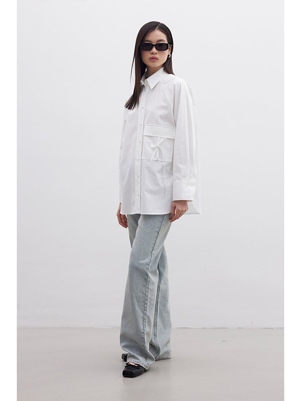 Cep Bağlama Detaylı Gömlek Ekru-6