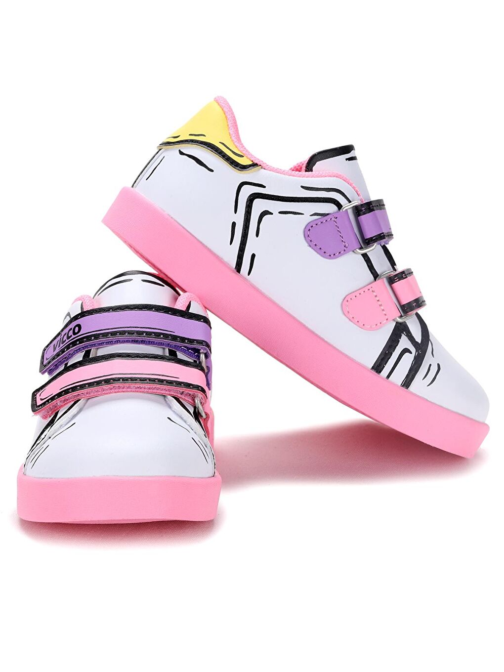 Beyaz Picasso Cırtlı Işıklı Kız/Erkek Çocuk Spor Ayakkabı 313.22Y.153-1