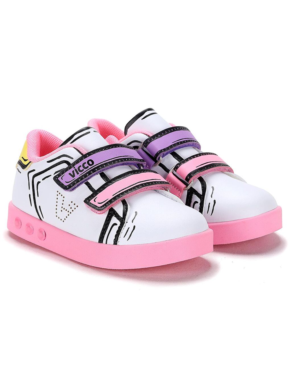 Beyaz Picasso Cırtlı Işıklı Kız/Erkek Çocuk Spor Ayakkabı 313.22Y.153-2