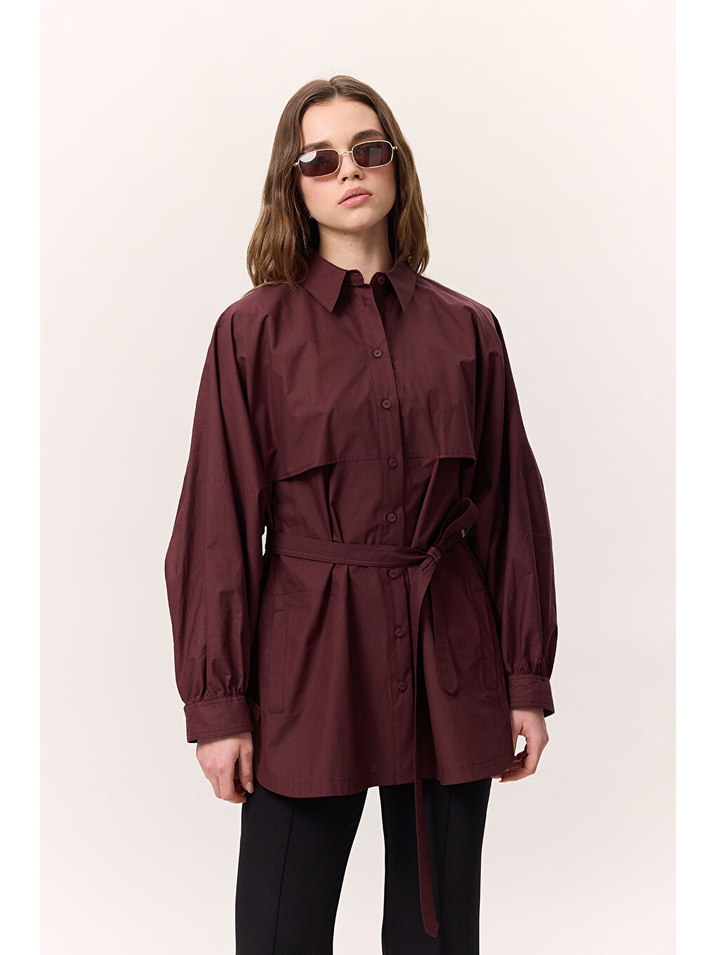 Trenç Tasarım Gömlek Bordo-1