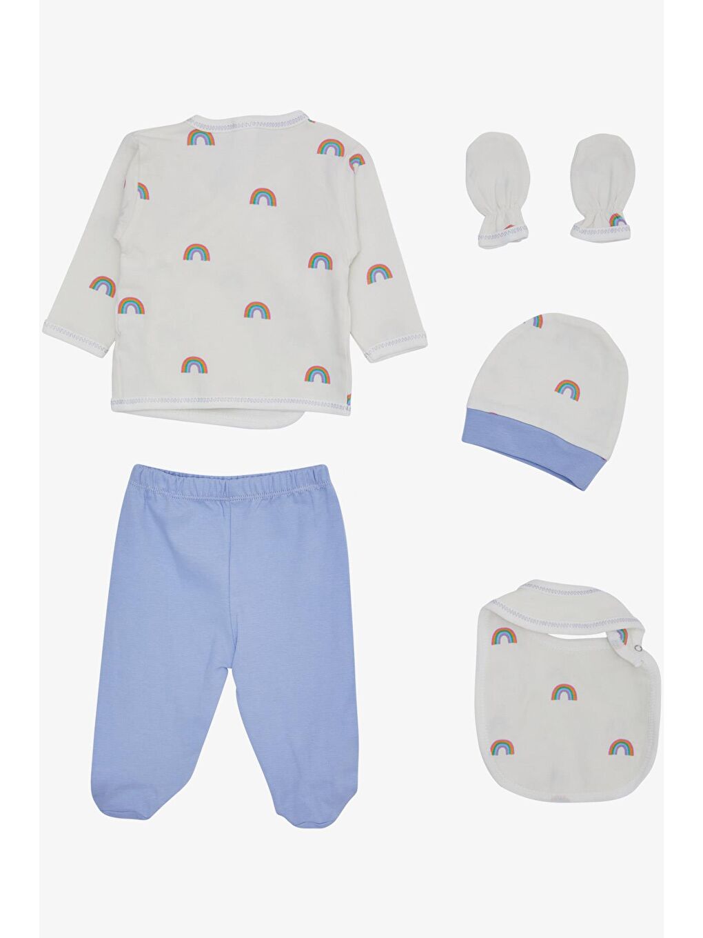 Erkek Bebek Hastane Çıkışı 5 li  Desenli Ekru (0-3 Ay)-1