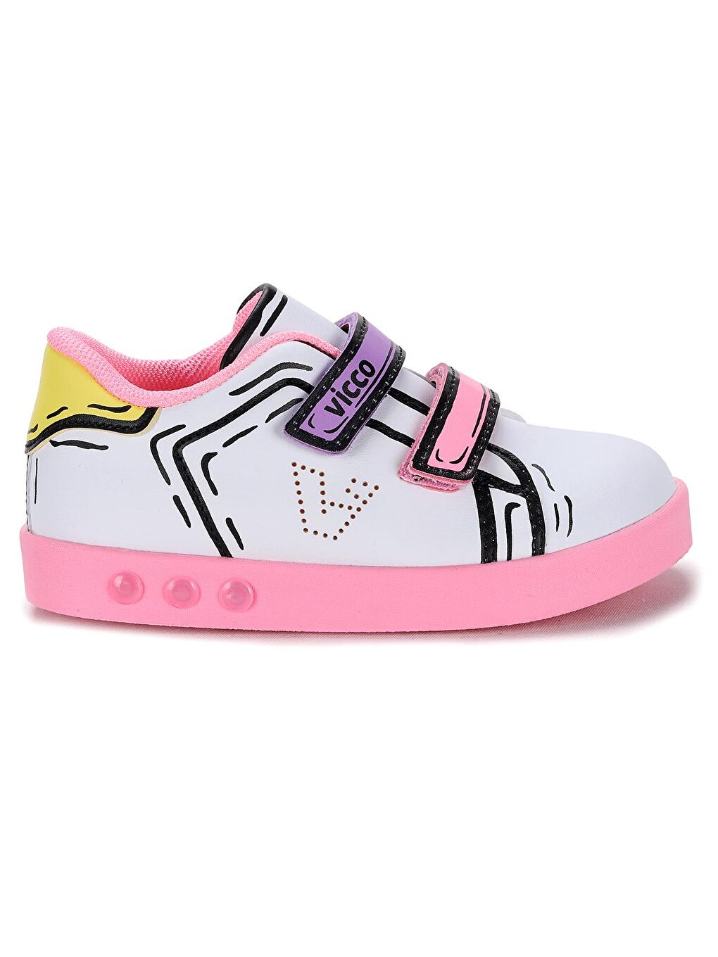 Beyaz Picasso Cırtlı Işıklı Kız/Erkek Çocuk Spor Ayakkabı 313.22Y.153-3