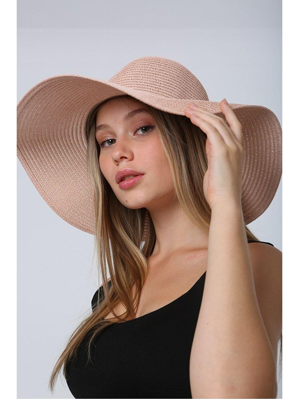 Pembe Pudra Hasır Şapka Hsr2005-3