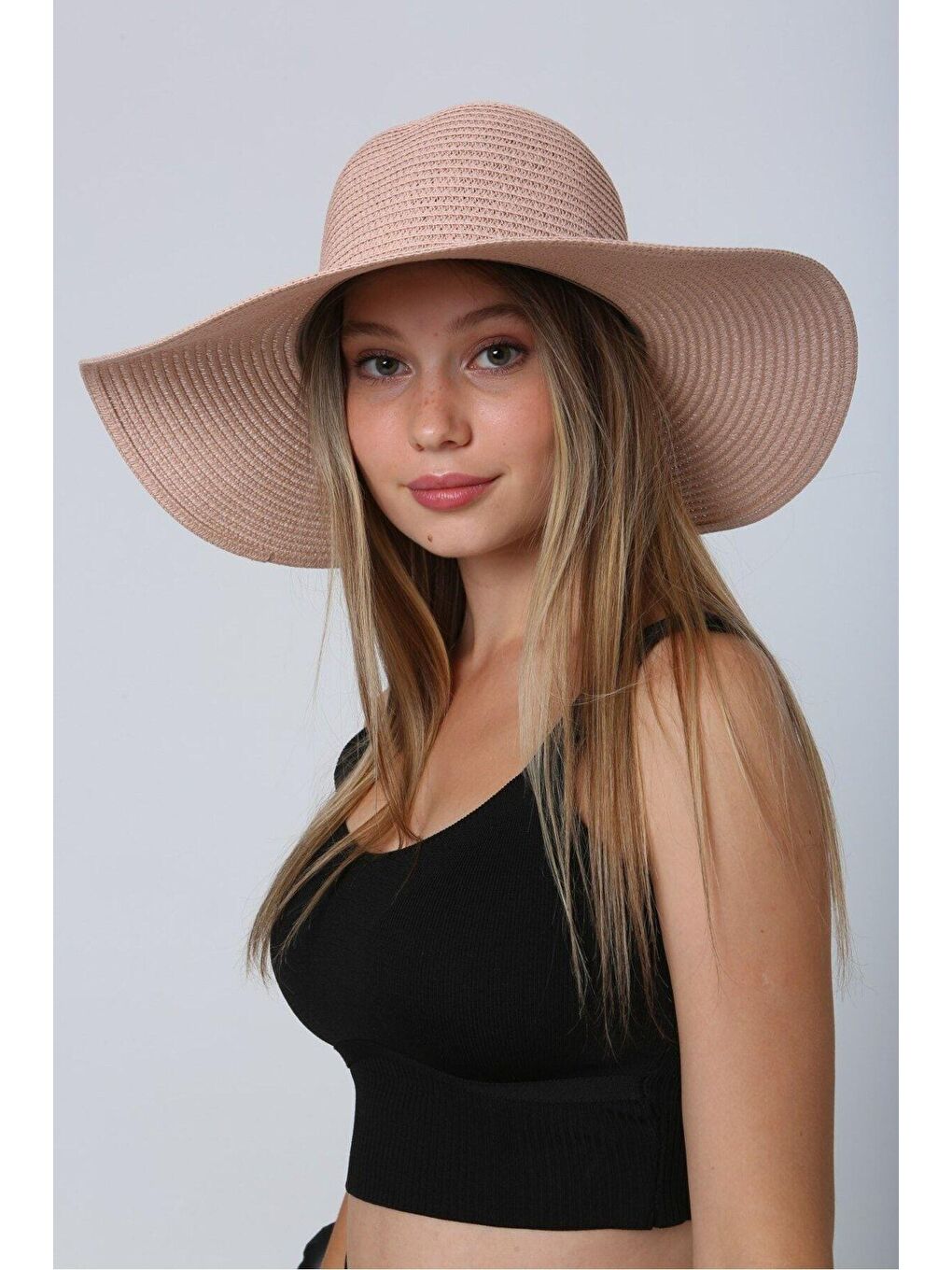 Pembe Pudra Hasır Şapka Hsr2005-5