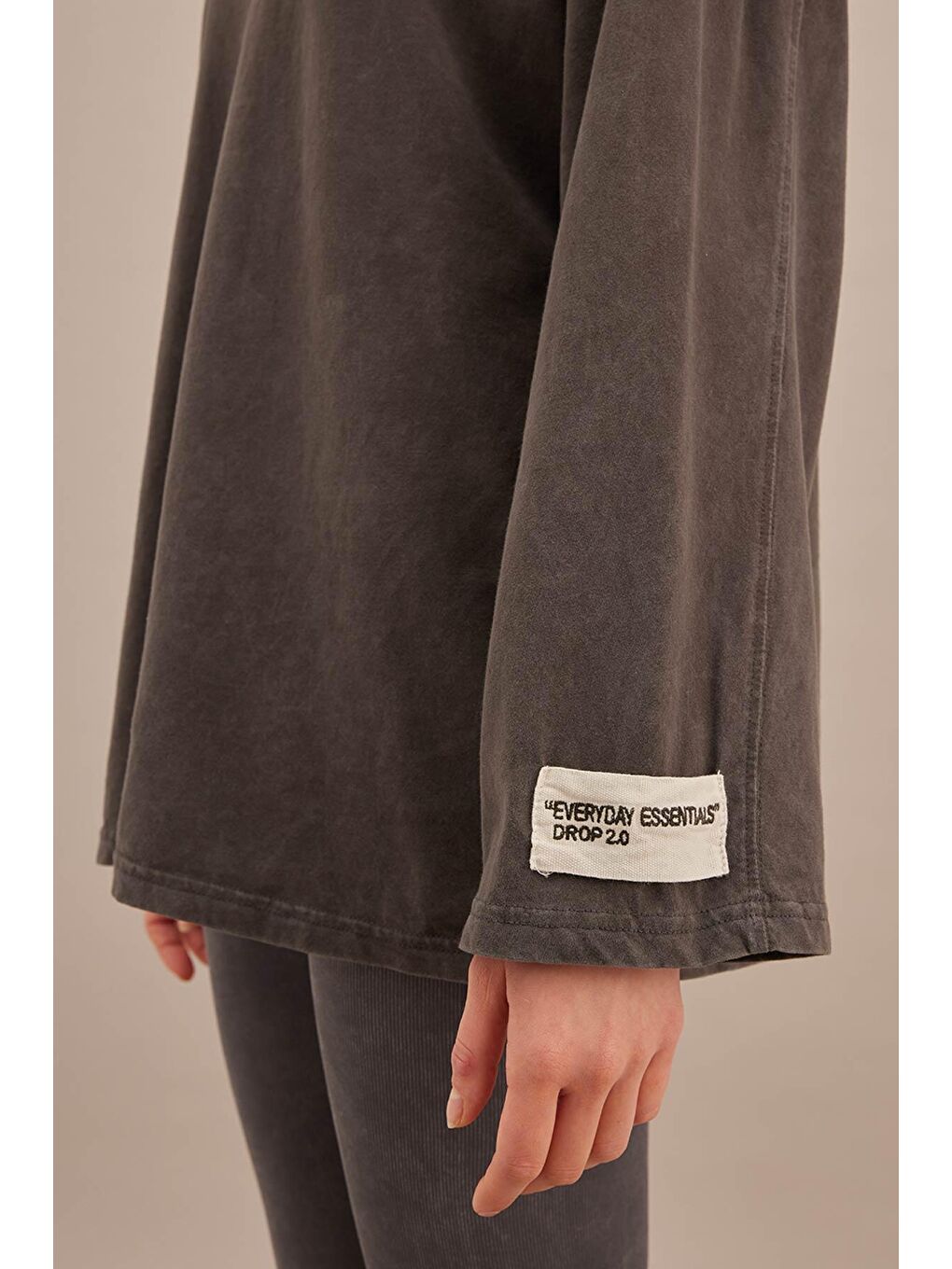 Soluk Efektli Oversize Sweatshırt Antrasit-3