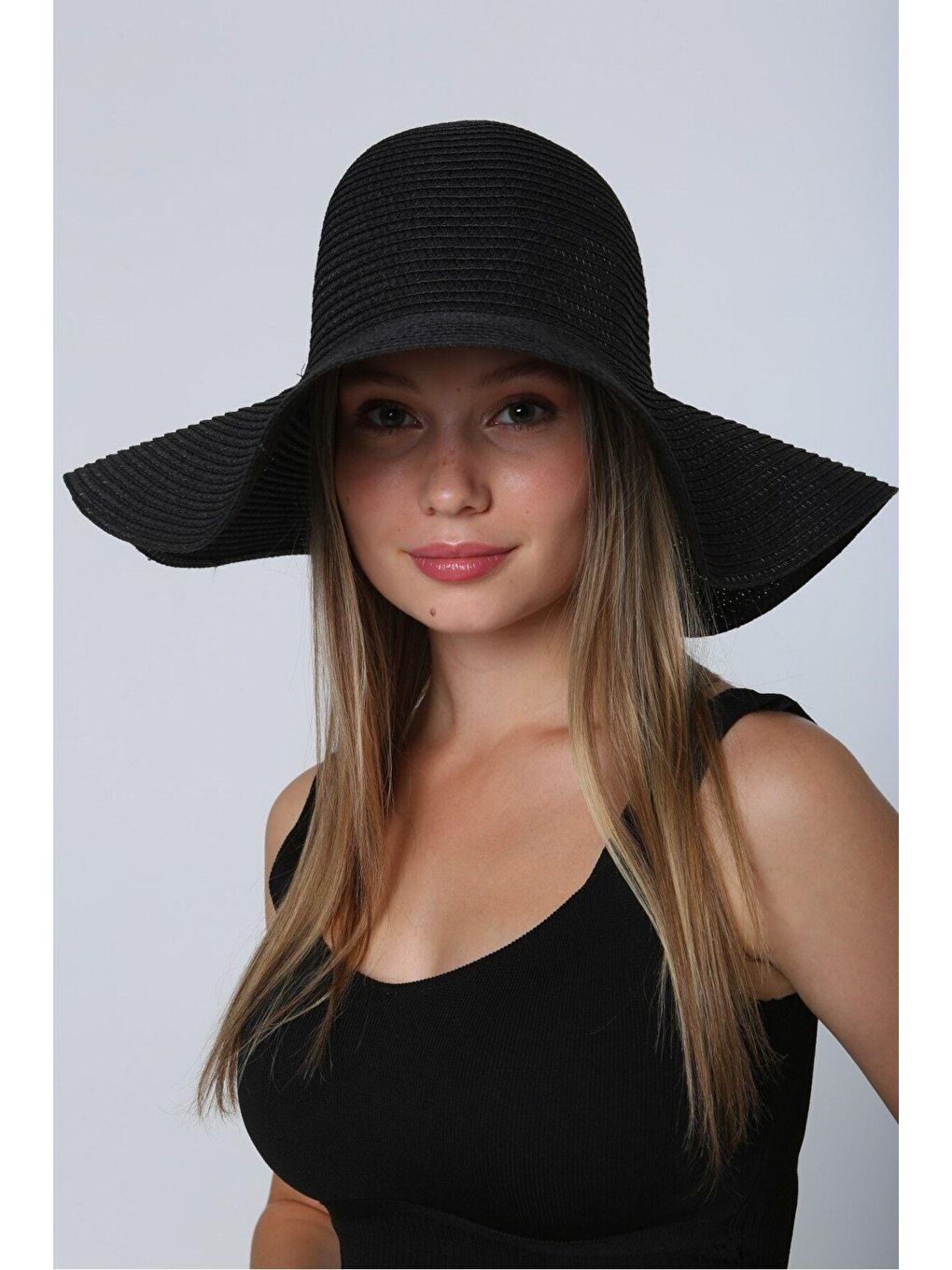 Siyah Geniş Hasır Şapka Hsr2005-5