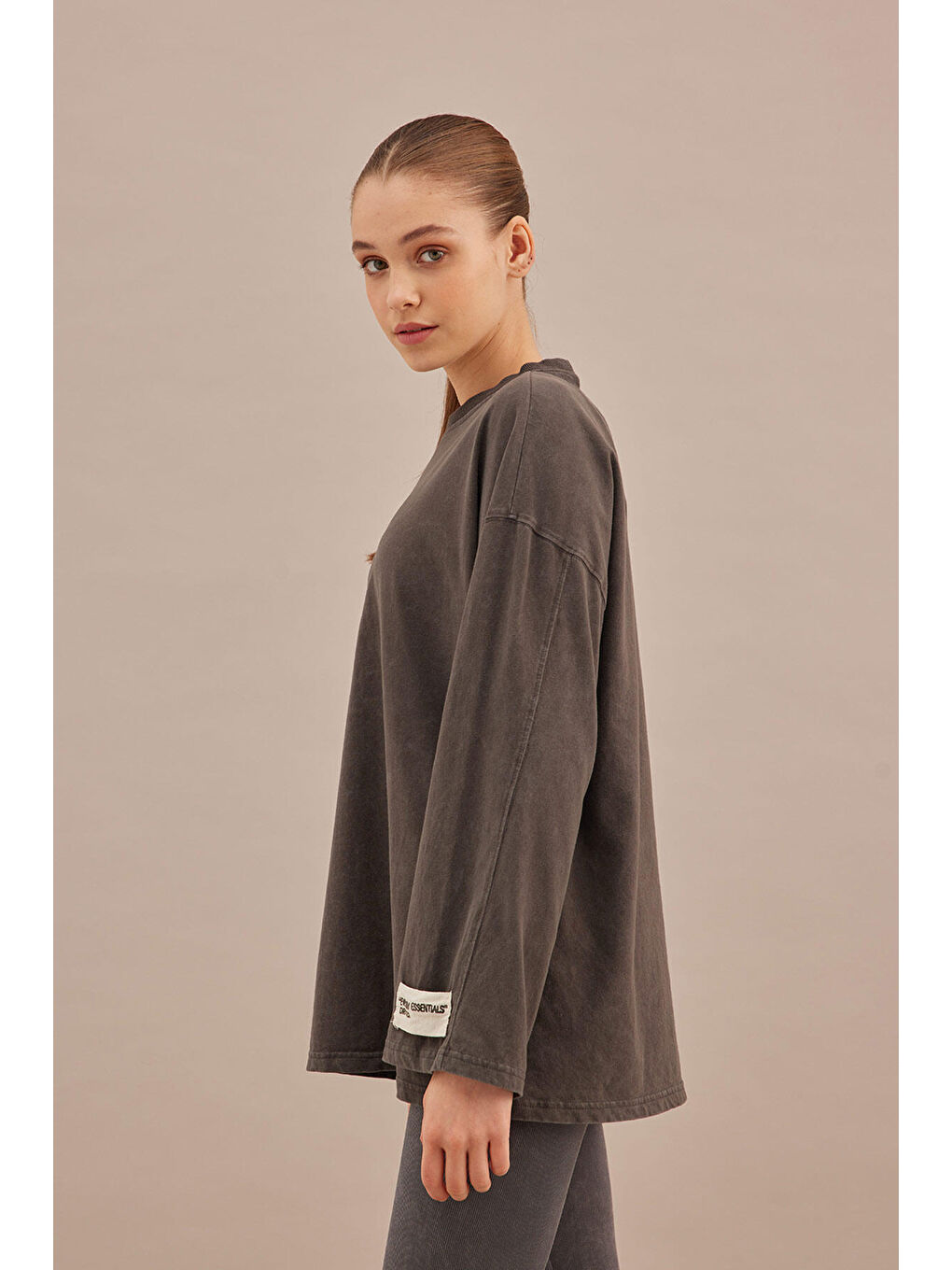 Soluk Efektli Oversize Sweatshırt Antrasit-6