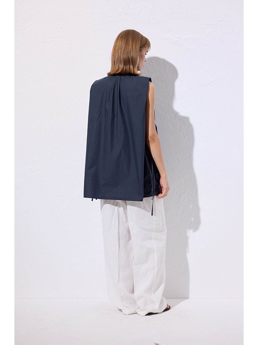 Bağcık Detaylı Yelek Lacivert-7