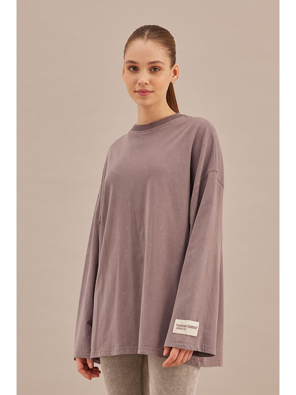 Lila Soluk Efektli Oversize Sweatshırt Lavanta