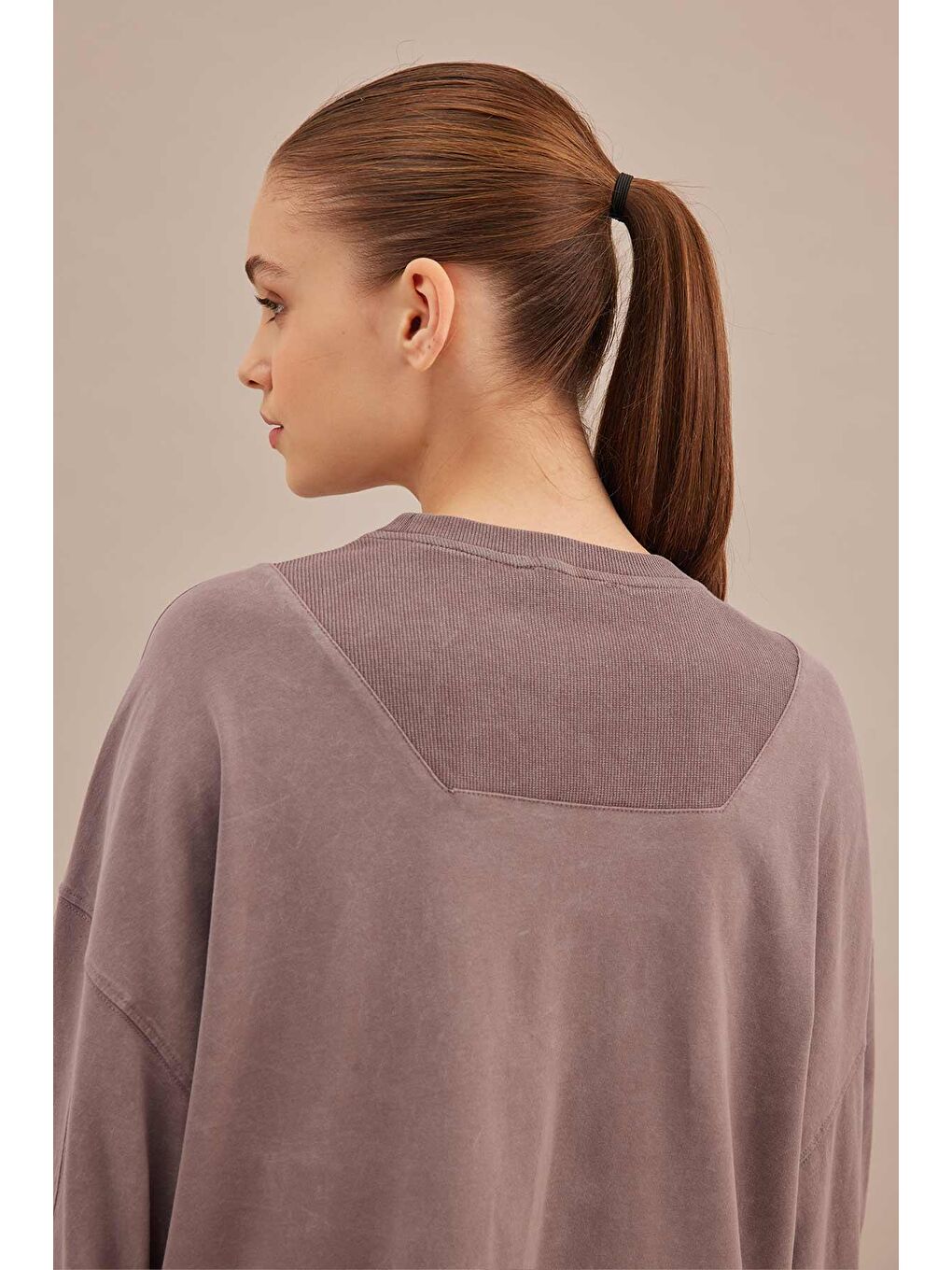 Lila Soluk Efektli Oversize Sweatshırt Lavanta-2