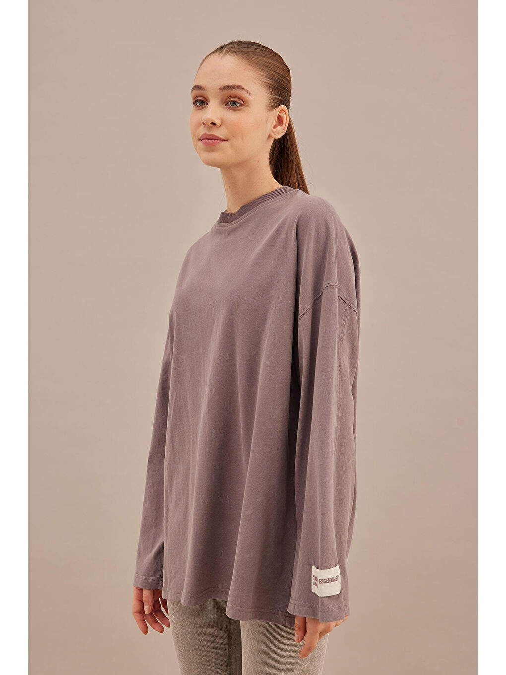 Lila Soluk Efektli Oversize Sweatshırt Lavanta-4