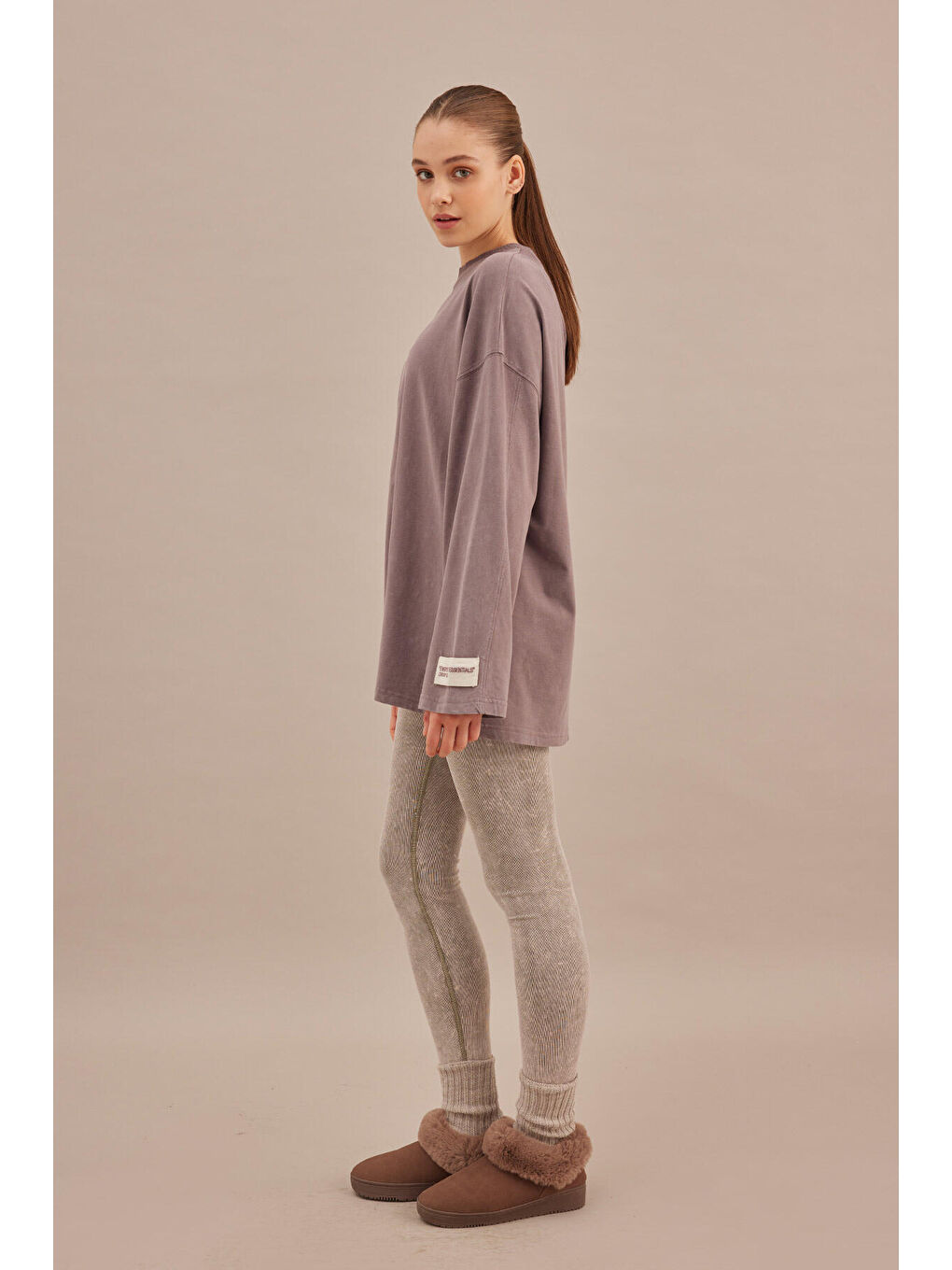Lila Soluk Efektli Oversize Sweatshırt Lavanta-5