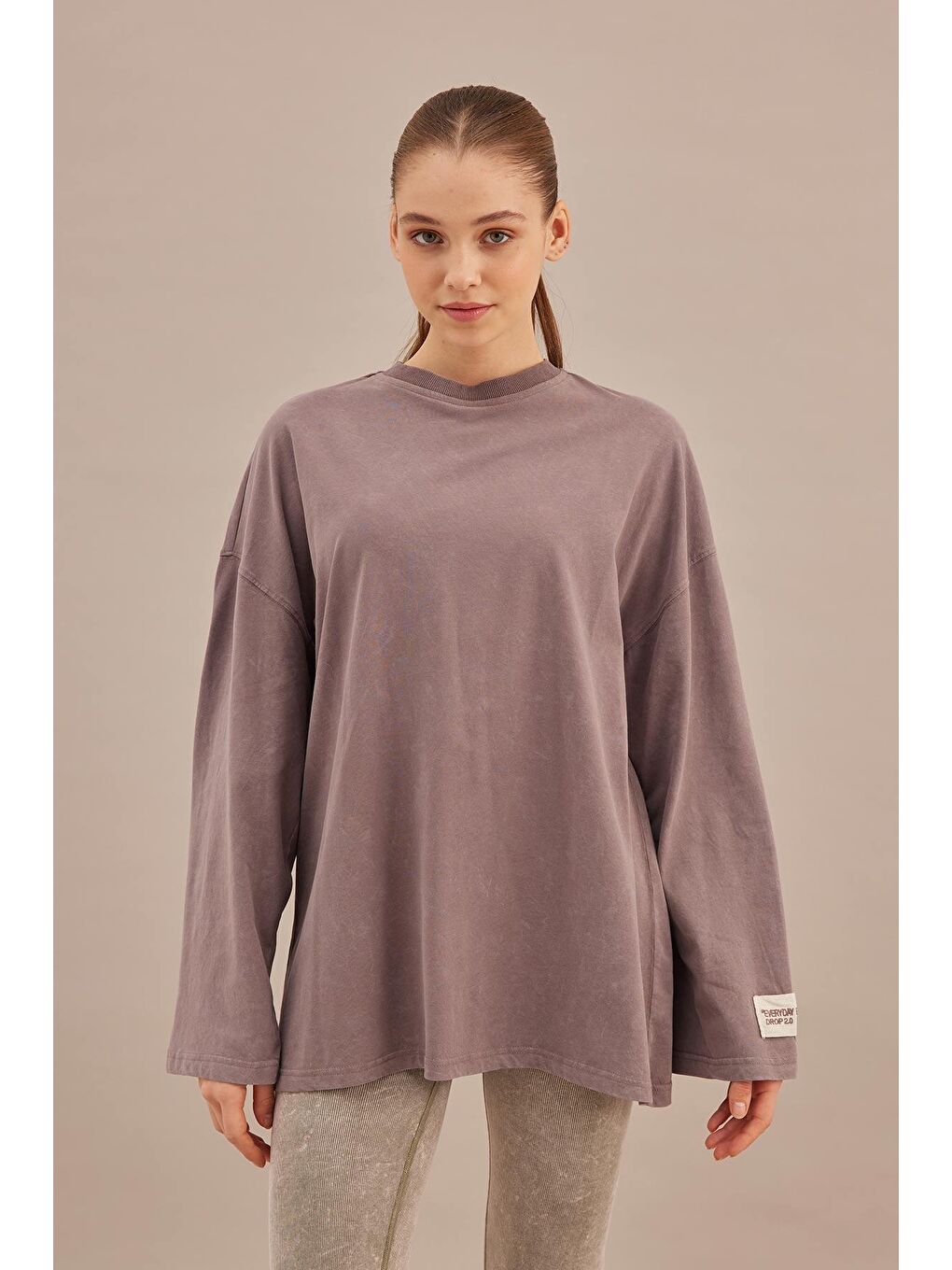 Lila Soluk Efektli Oversize Sweatshırt Lavanta-6