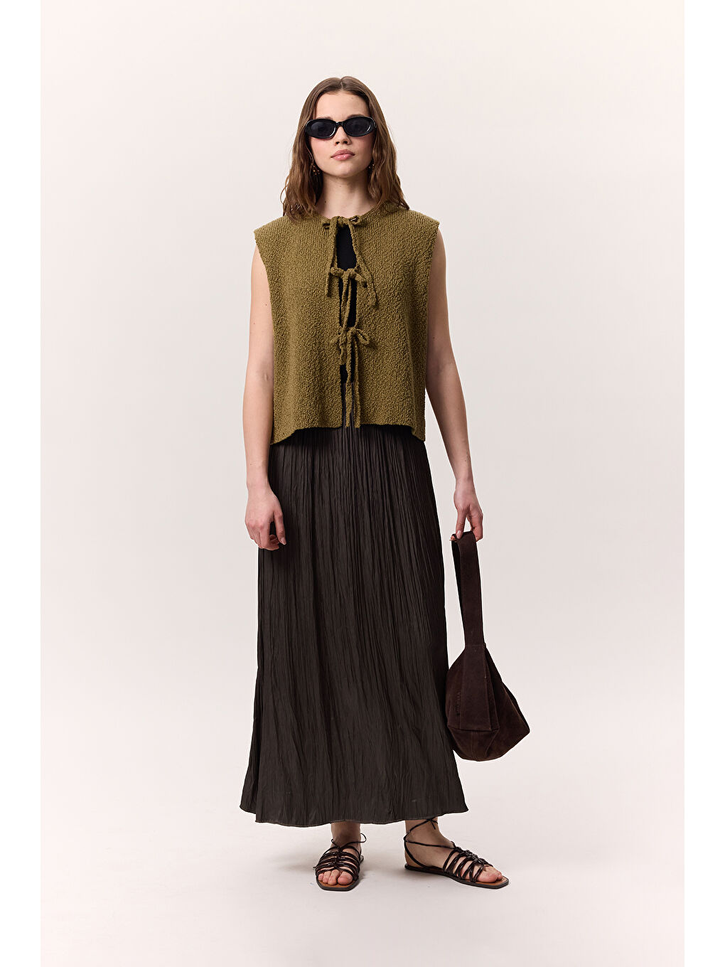 Crush Saten Etek Kahverengi-1