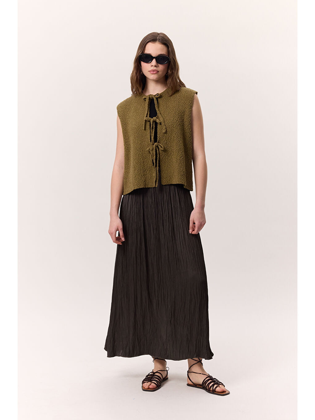 Crush Saten Etek Kahverengi-2