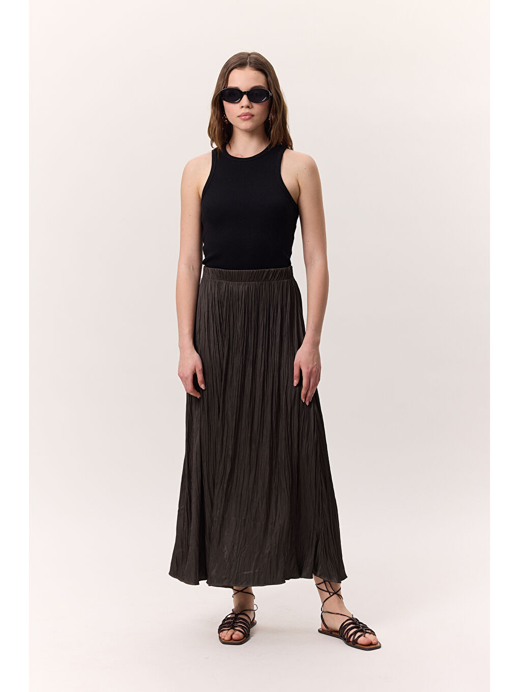 Crush Saten Etek Kahverengi-3