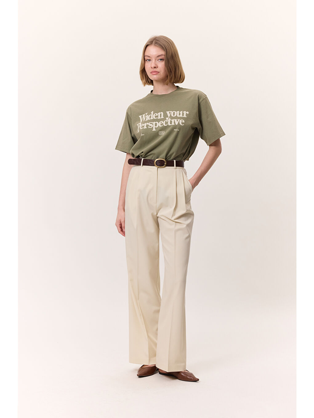 Yıkama Efektli Kısa Kollu Tshırt Yeşil-2