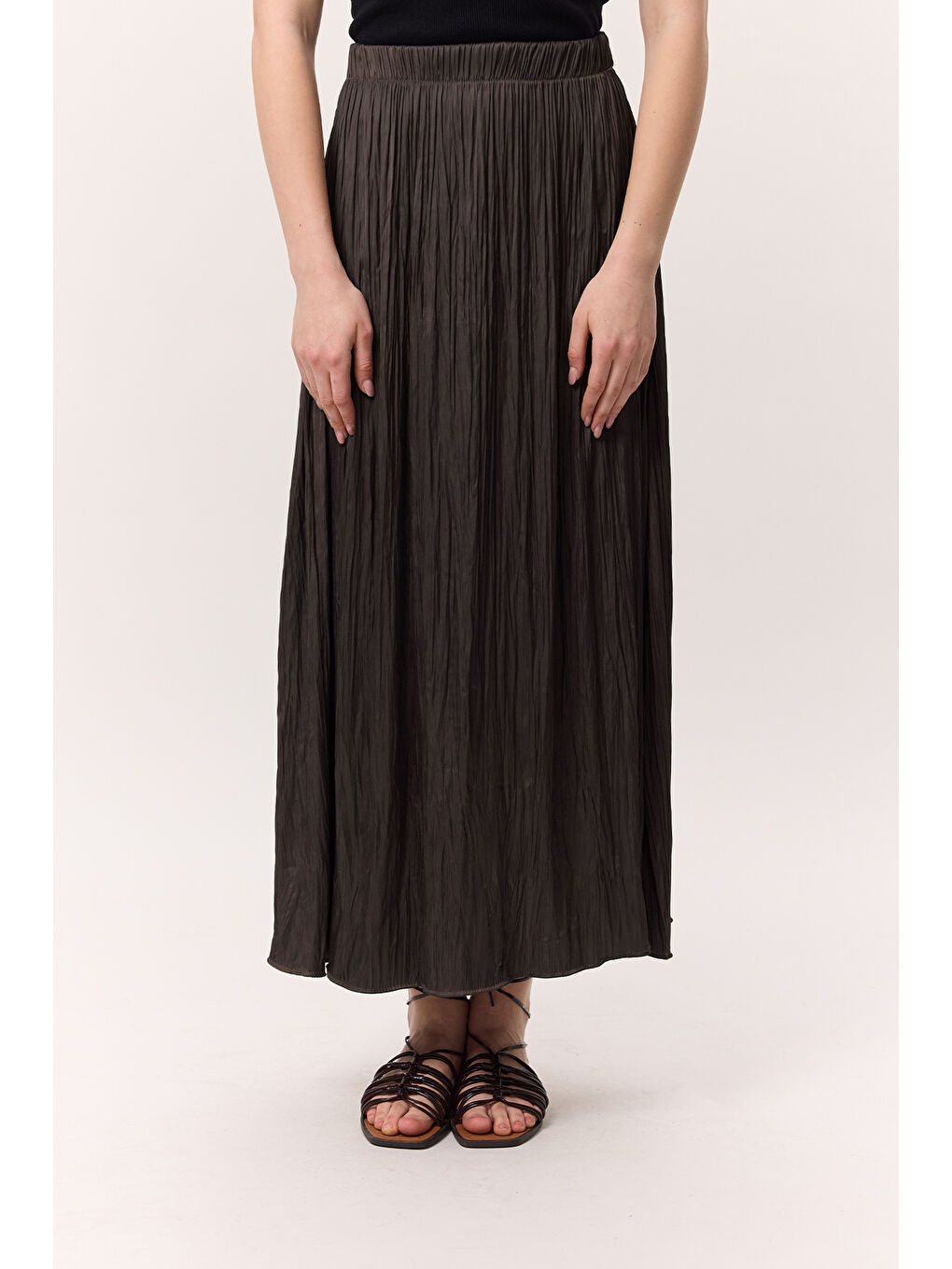 Crush Saten Etek Kahverengi-4