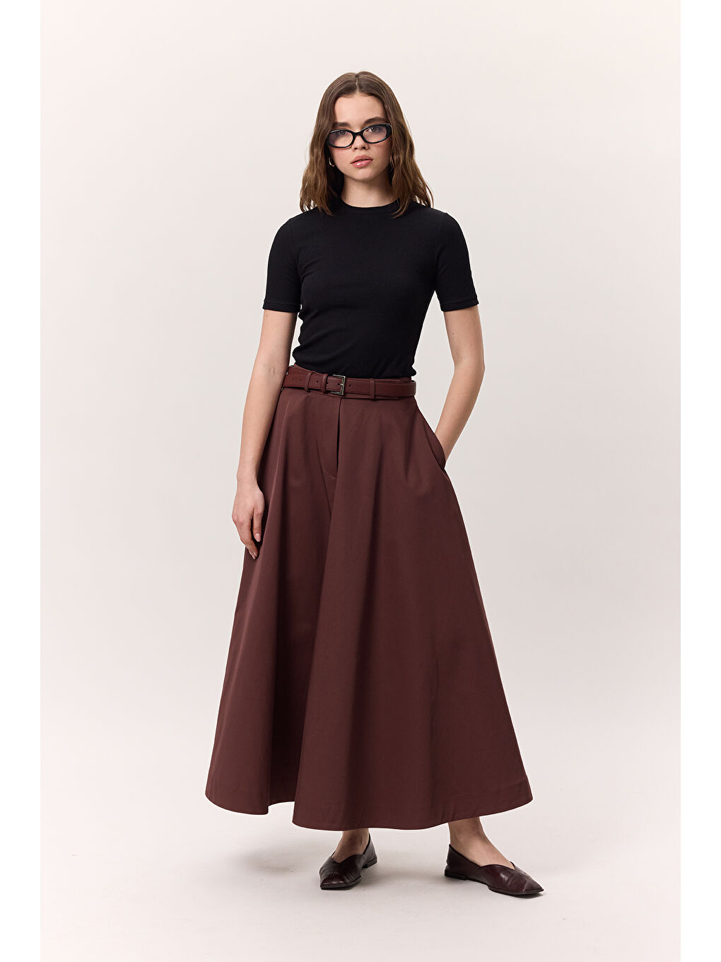 Premıum Geniş Etek Bordo-1