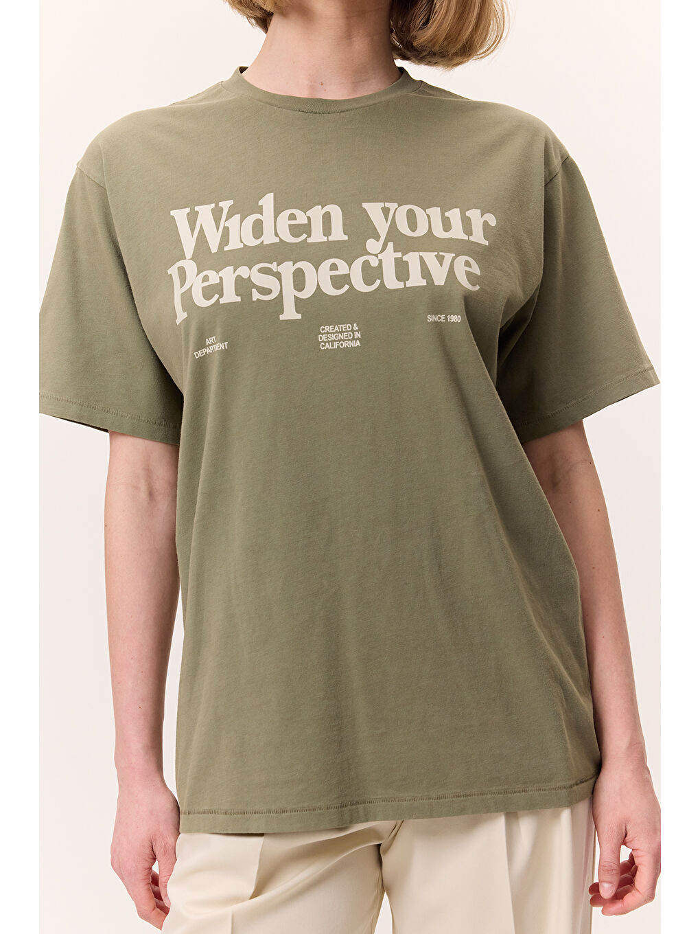 Yıkama Efektli Kısa Kollu Tshırt Yeşil-5