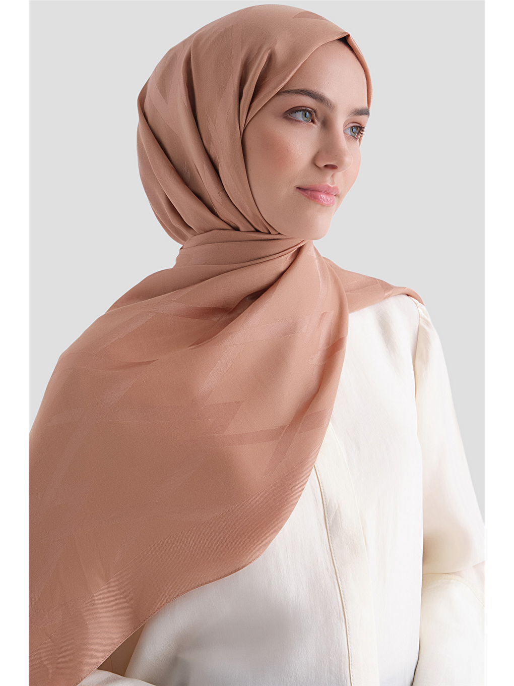 Pembe Lyocell Naia Zikzak Desen Şal 1- 38-1