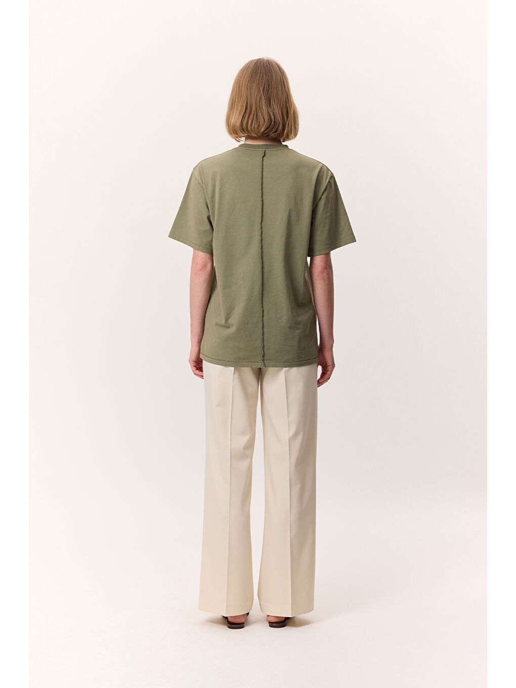 Yıkama Efektli Kısa Kollu Tshırt Yeşil-7