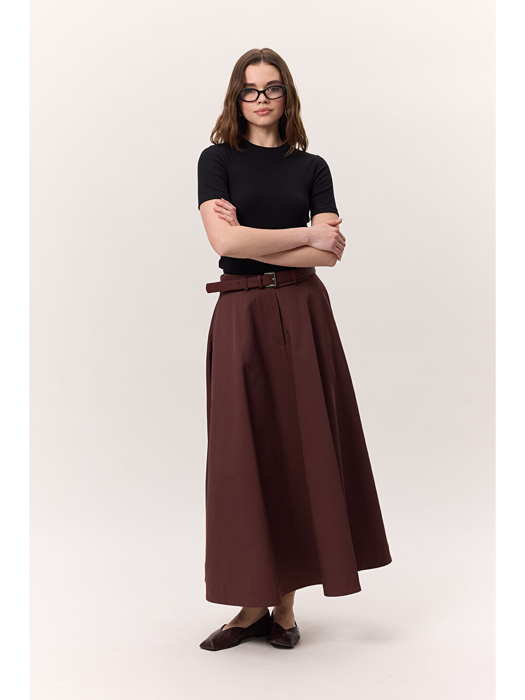 Premıum Geniş Etek Bordo-4