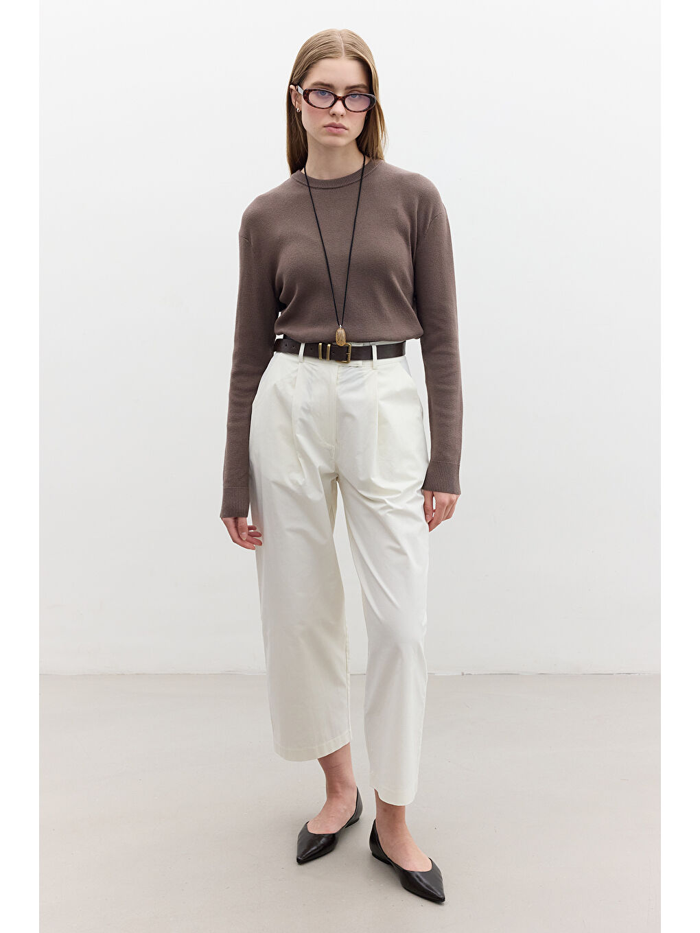 Bej Yumuşak Dokulu Triko Kazak Vizon-2