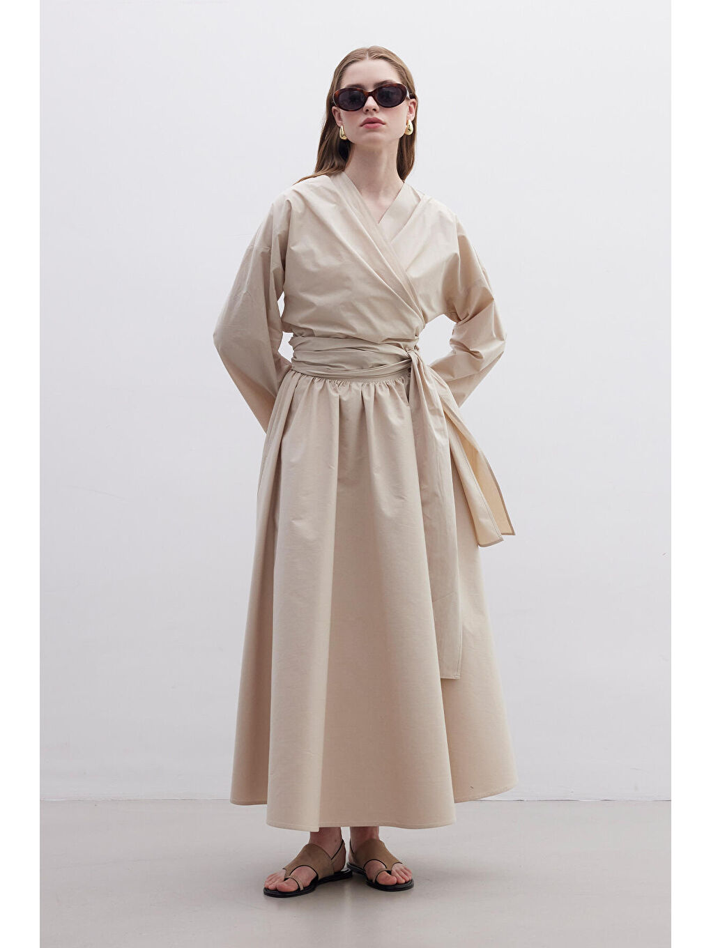 Kahverengi Volanlı Premıum Etek Camel-3