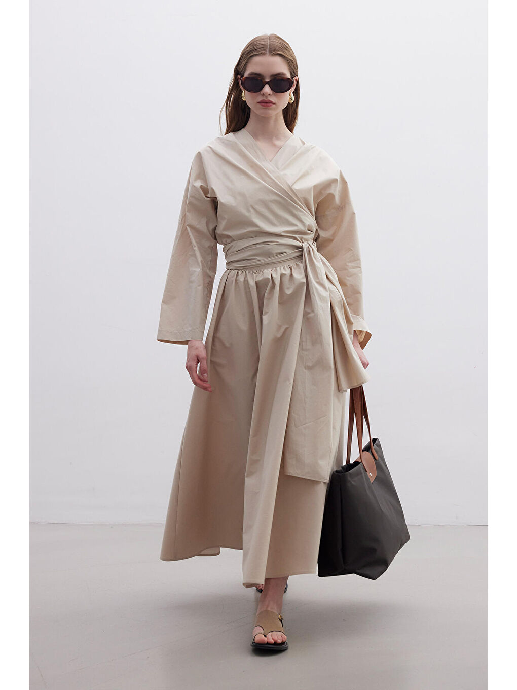 Kahverengi Volanlı Premıum Etek Camel-4