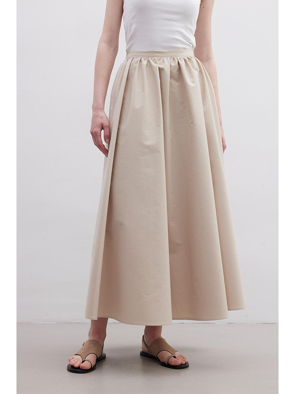 Kahverengi Volanlı Premıum Etek Camel-5