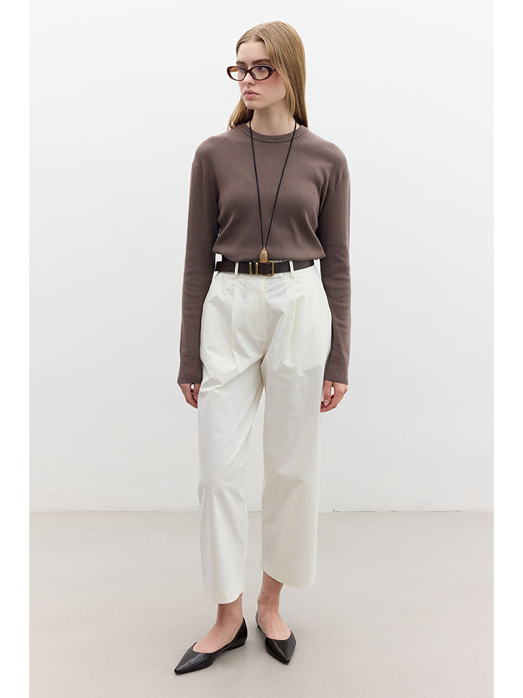 Bej Yumuşak Dokulu Triko Kazak Vizon-3