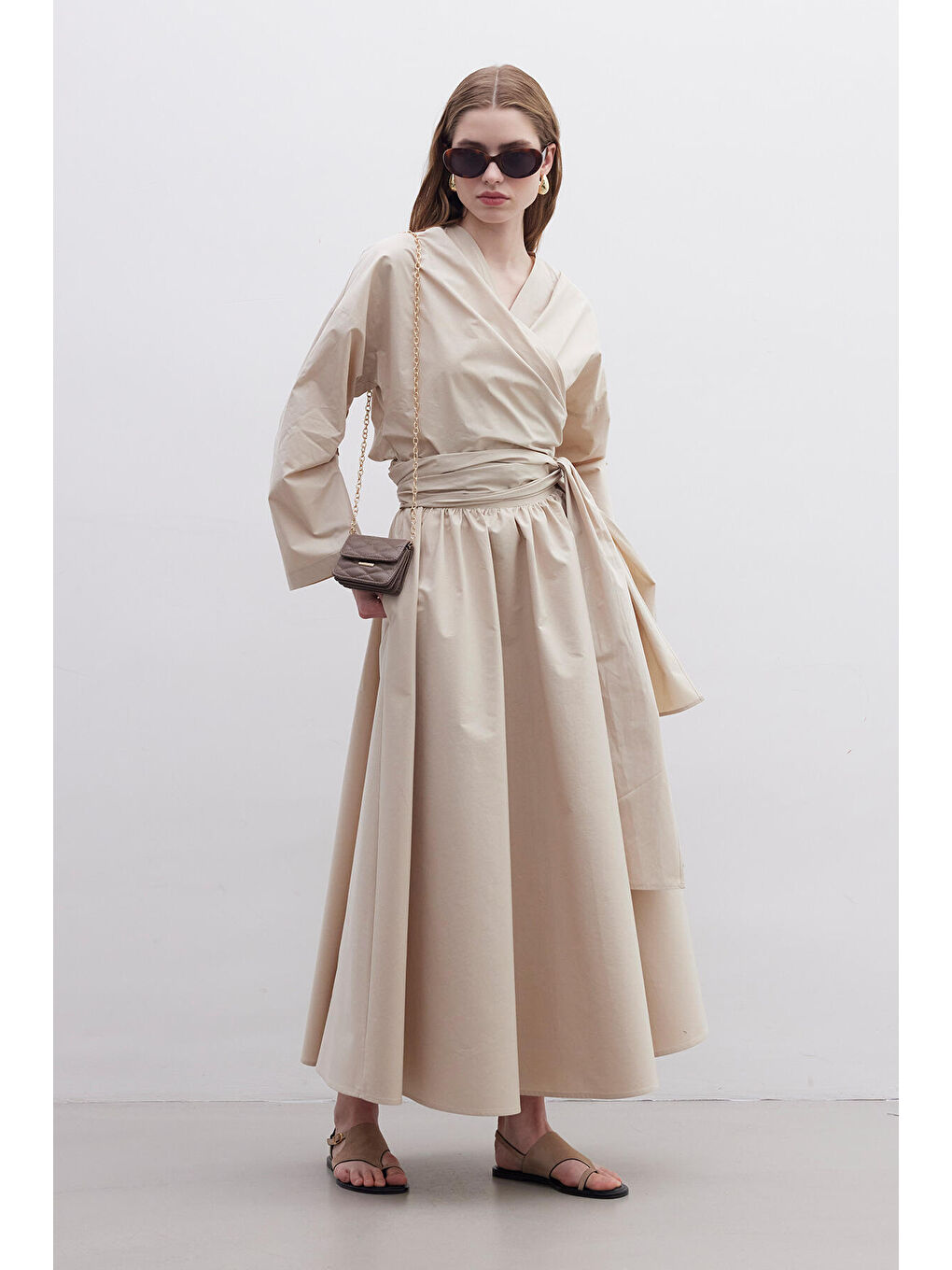 Kahverengi Volanlı Premıum Etek Camel-6