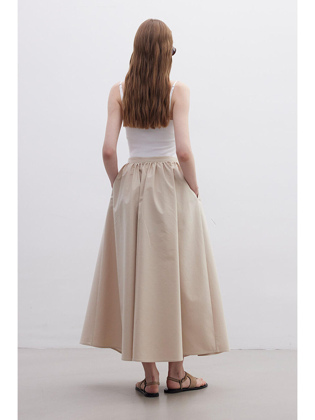 Kahverengi Volanlı Premıum Etek Camel-7