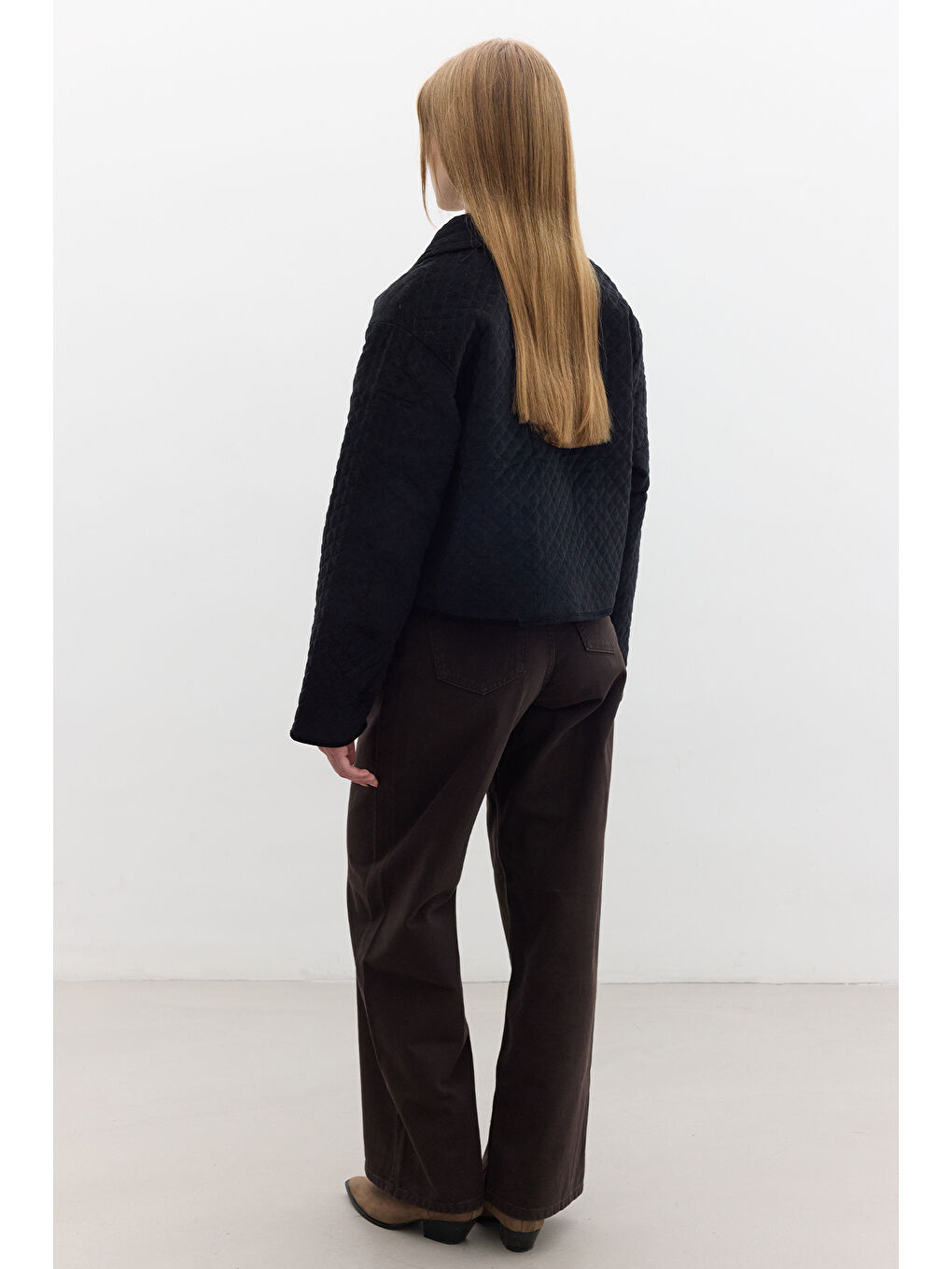 Kapitone Kadife Ceket Siyah-6